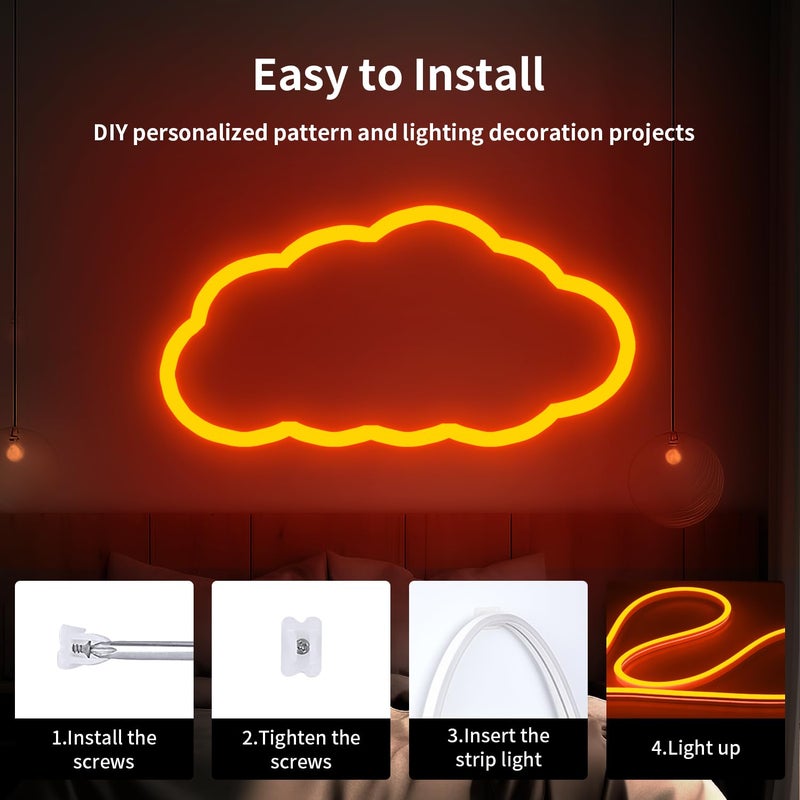 iNextStation 12V Orange LED Strip Lights 16.4FT, Flexible Silicone Neon Rope Light, Waterproof, Cuttable, Dimmable & Linkable, for Cabinet, Ceiling, Wall, Bedroom, Kitchen, Garage (No Adapter) - Image 4